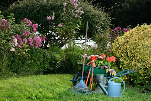 Landscapers preparing a safe garden clearance and rubbish removal job