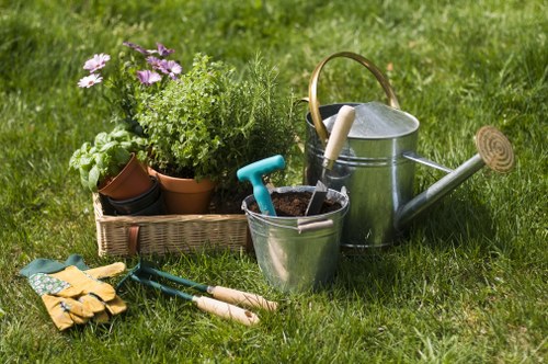 Professional lawn mowing service maintaining a local Camden property